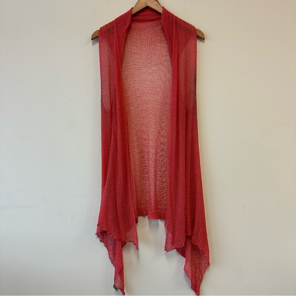 Le Moda Airy Slub Knit Longline Openfront Cardigan Vest